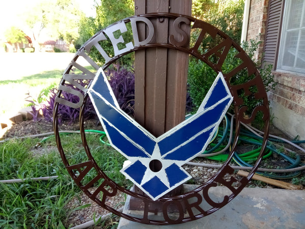 24" US AIRFORCE MILITARY METAL WALL ART WESTERN HOME DECOR VINTAGE RUSTIC WALL DECOR NEW