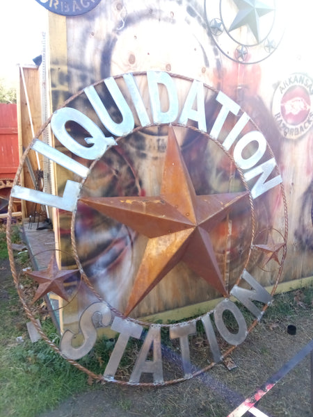 4,5,6 FOOT LARGE OVERSIZE CUSTOM NAME BARN METAL STAR 3d WITH TWISTED ROPE RING DESIGN METAL WALL ART WESTERN HOME DECOR VINTAGE RUSTIC BROWN NEW HANDMADE, 48",60",72" NEW HANDMADE