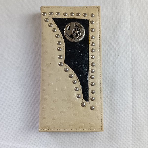 ITEM#AJ WHITE STATE OF TEXAS LONE STAR GENUINE LEATHER WALLET CHECKBOOK MENS WALLETS--FREE SHIPPING