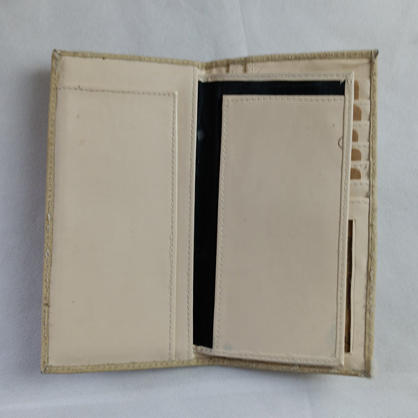 ITEM#EH12123 WHITE STATE OF TEXAS LONE STAR GENUINE LEATHER WALLET CHECKBOOK MENS WALLETS-