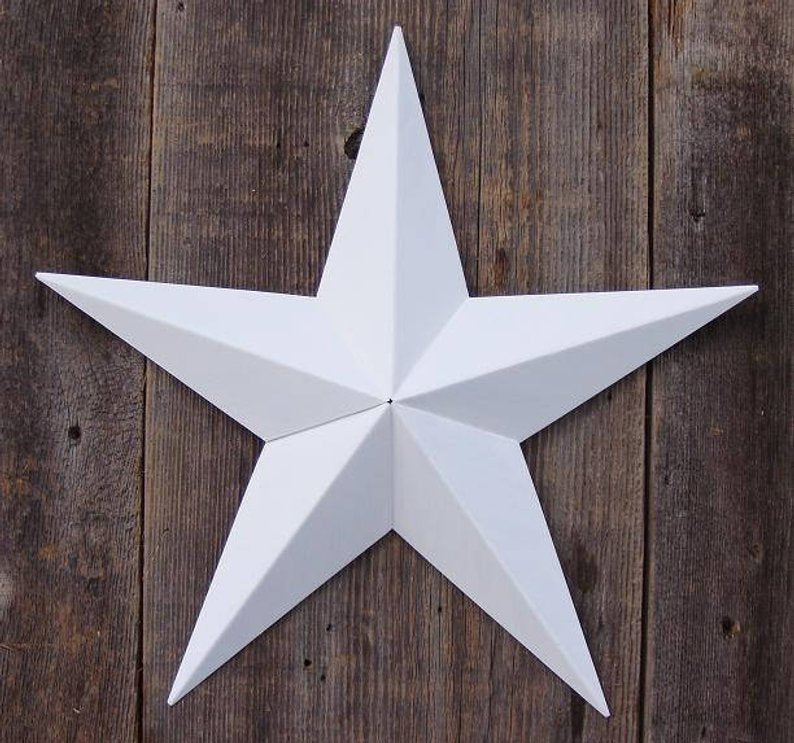 12", 17", 24", 30", 36" FARMHOUSE WHITE BARN METAL STAR WESTERN HOME DECOR NEW