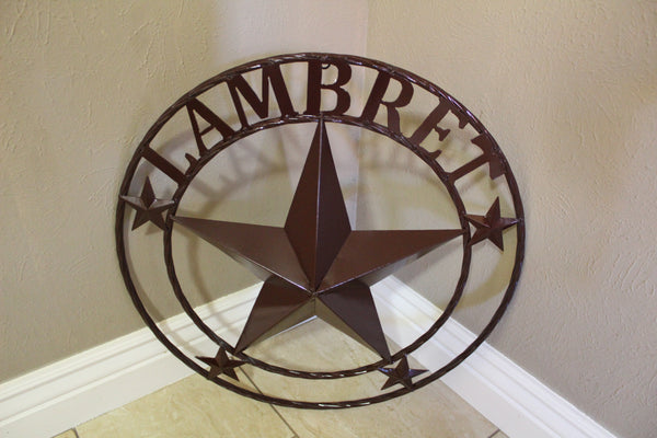 KOLET FAMILY STYLE YOUR CUSTOM FAMILY NAME STAR METAL BARN STAR ROPE RING KOLET FAMILY WESTERN HOME DECOR VINTAGE RUSTIC BROWN NEW HANDMADE 24",32",34",36",40",42",44",46",50"