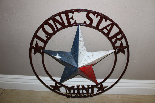 CUSTOM STAR NAME RED WHITE BLUE LONE STAR MINI CUSTOM 3d STAR METAL NAME BARN STAR WITH TWISTED ROPE RING DESIGN METAL WALL ART WESTERN HOME DECOR VINTAGE RUSTIC RED WHITE BLUE NEW HANDMADE