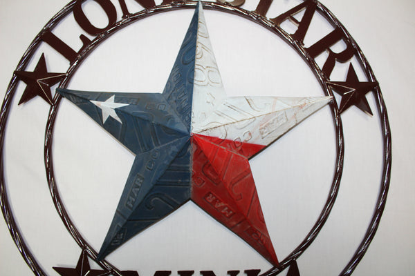 CUSTOM STAR NAME RED WHITE BLUE LONE STAR MINI CUSTOM 3d STAR METAL NAME BARN STAR WITH TWISTED ROPE RING DESIGN METAL WALL ART WESTERN HOME DECOR VINTAGE RUSTIC RED WHITE BLUE NEW HANDMADE