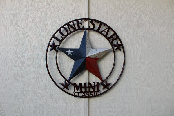 CUSTOM STAR NAME RED WHITE BLUE LONE STAR MINI CUSTOM 3d STAR METAL NAME BARN STAR WITH TWISTED ROPE RING DESIGN METAL WALL ART WESTERN HOME DECOR VINTAGE RUSTIC RED WHITE BLUE NEW HANDMADE