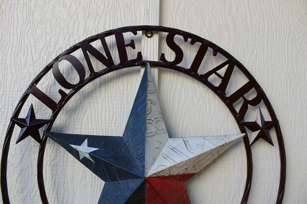 CUSTOM STAR NAME RED WHITE BLUE LONE STAR MINI CUSTOM 3d STAR METAL NAME BARN STAR WITH TWISTED ROPE RING DESIGN METAL WALL ART WESTERN HOME DECOR VINTAGE RUSTIC RED WHITE BLUE NEW HANDMADE