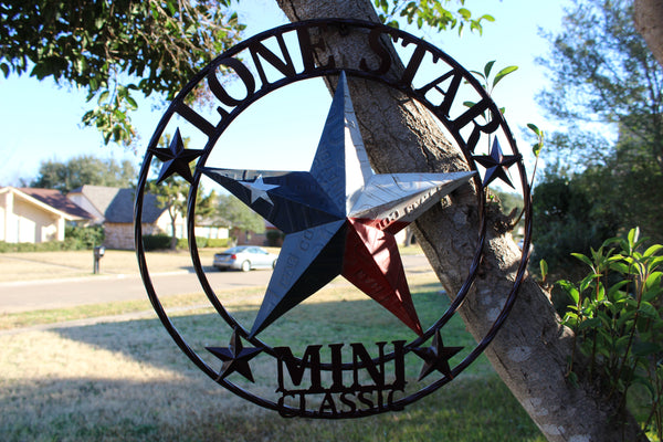 CUSTOM STAR NAME RED WHITE BLUE LONE STAR MINI CUSTOM 3d STAR METAL NAME BARN STAR WITH TWISTED ROPE RING DESIGN METAL WALL ART WESTERN HOME DECOR VINTAGE RUSTIC RED WHITE BLUE NEW HANDMADE