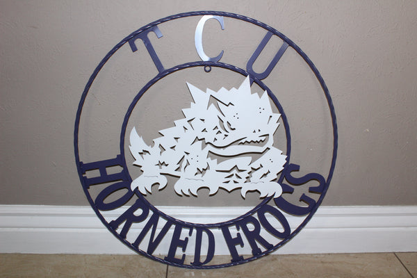 12",18",24",32",36" TCU HORNED FROGS CUSTOM METAL VINTAGE CRAFT TEAM SIGN HANDMADE