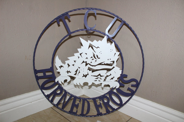 12",18",24",32",36" TCU HORNED FROGS CUSTOM METAL VINTAGE CRAFT TEAM SIGN HANDMADE