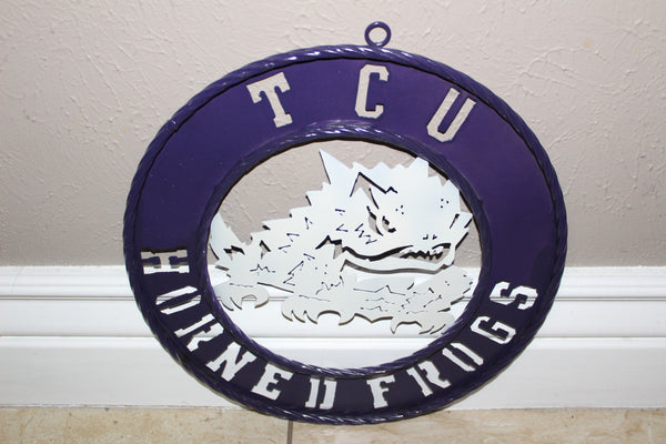 18",24",32" TCU HORNED FROGS CUSTOM METAL VINTAGE CRAFT TEAM SIGN WESTERN HOME DECOR HANDMADE