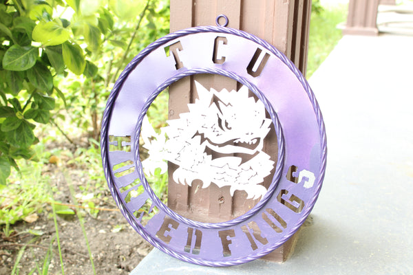 18",24",32" TCU HORNED FROGS CUSTOM METAL VINTAGE CRAFT TEAM SIGN WESTERN HOME DECOR HANDMADE