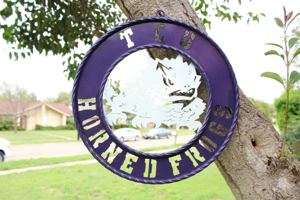 18",24",32" TCU HORNED FROGS CUSTOM METAL VINTAGE CRAFT TEAM SIGN WESTERN HOME DECOR HANDMADE
