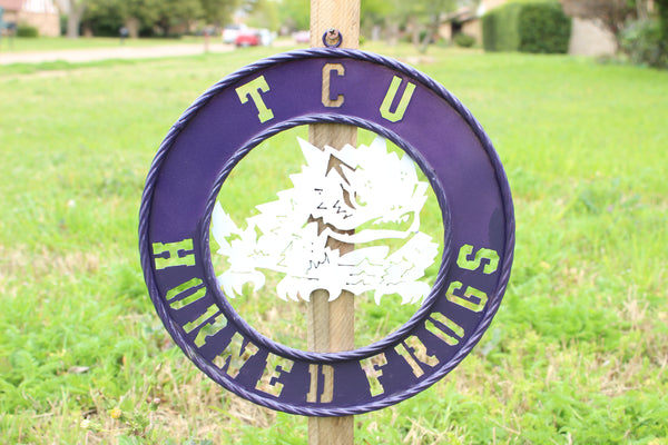 18",24",32" TCU HORNED FROGS CUSTOM METAL VINTAGE CRAFT TEAM SIGN WESTERN HOME DECOR HANDMADE