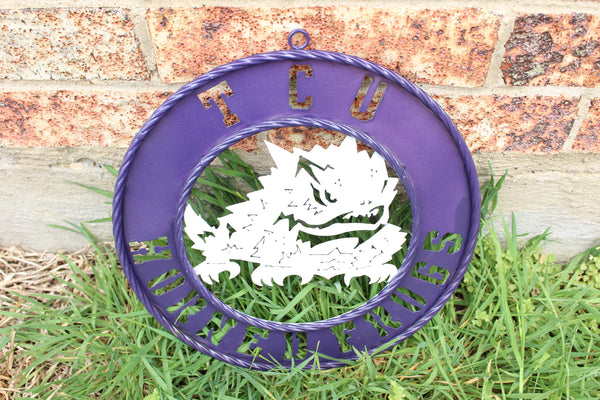 18",24",32" TCU HORNED FROGS CUSTOM METAL VINTAGE CRAFT TEAM SIGN WESTERN HOME DECOR HANDMADE