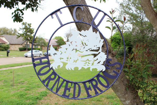 12",18",24",32",36" TCU HORNED FROGS CUSTOM METAL VINTAGE CRAFT TEAM SIGN HANDMADE