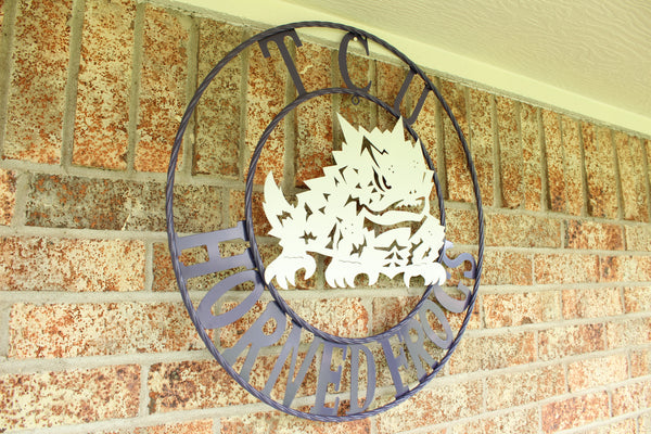 12",18",24",32",36" TCU HORNED FROGS CUSTOM METAL VINTAGE CRAFT TEAM SIGN HANDMADE