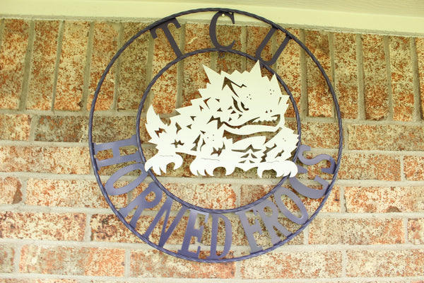 12",18",24",32",36" TCU HORNED FROGS CUSTOM METAL VINTAGE CRAFT TEAM SIGN HANDMADE