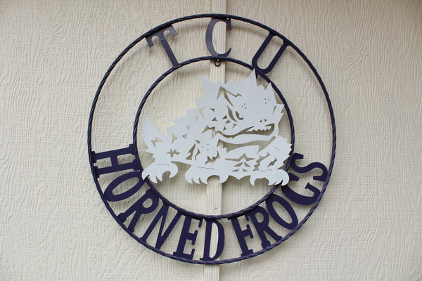 12",18",24",32",36" TCU HORNED FROGS CUSTOM METAL VINTAGE CRAFT TEAM SIGN HANDMADE