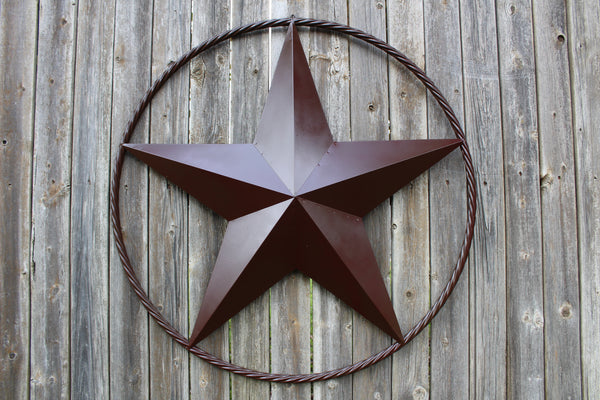 LONE STAR 48" METAL BARN STAR TWISTED ROPE RING RUSTIC BRONZE WESTERN HOME DECOR HANDMADE-#EH10014