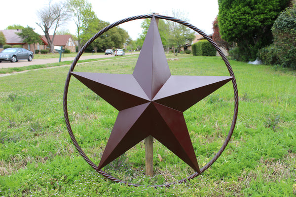 32" BARN STAR METAL LONESTAR TWISTED ROPE RING WESTERN HOME DECOR HANDMADE NEW-#EH10009