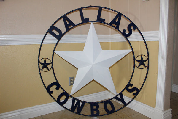 50" DALLAS COWBOYS DECOR METAL LONE STAR ART WESTERN HOME WALL DECOR RUSTIC VINTAGE BLUE & WHITE STAR LARGE TEXAS GIANT SIZE STAR NEW