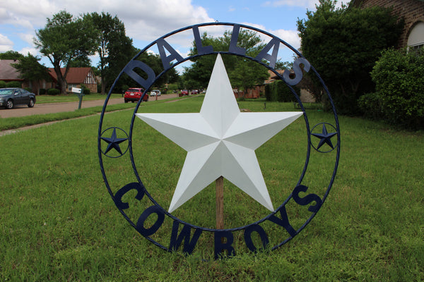 50" DALLAS COWBOYS DECOR METAL LONE STAR ART WESTERN HOME WALL DECOR RUSTIC VINTAGE BLUE & WHITE STAR LARGE TEXAS GIANT SIZE STAR NEW