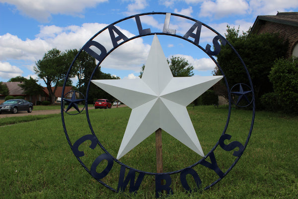 50" DALLAS COWBOYS DECOR METAL LONE STAR ART WESTERN HOME WALL DECOR RUSTIC VINTAGE BLUE & WHITE STAR LARGE TEXAS GIANT SIZE STAR NEW