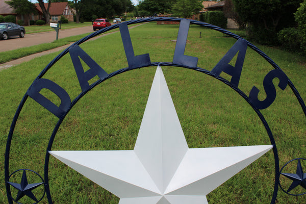 50" DALLAS COWBOYS DECOR METAL LONE STAR ART WESTERN HOME WALL DECOR RUSTIC VINTAGE BLUE & WHITE STAR LARGE TEXAS GIANT SIZE STAR NEW