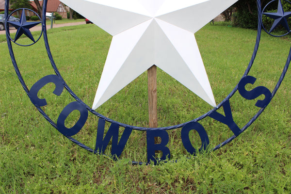 50" DALLAS COWBOYS DECOR METAL LONE STAR ART WESTERN HOME WALL DECOR RUSTIC VINTAGE BLUE & WHITE STAR LARGE TEXAS GIANT SIZE STAR NEW