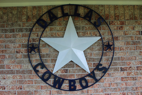 50" DALLAS COWBOYS DECOR METAL LONE STAR ART WESTERN HOME WALL DECOR RUSTIC VINTAGE BLUE & WHITE STAR LARGE TEXAS GIANT SIZE STAR NEW