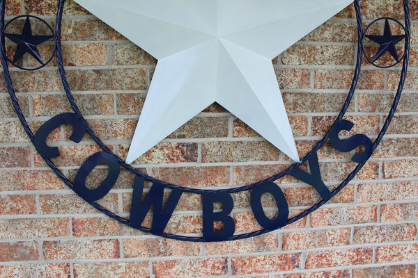 50" DALLAS COWBOYS DECOR METAL LONE STAR ART WESTERN HOME WALL DECOR RUSTIC VINTAGE BLUE & WHITE STAR LARGE TEXAS GIANT SIZE STAR NEW
