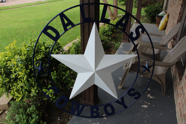 50" DALLAS COWBOYS DECOR METAL LONE STAR ART WESTERN HOME WALL DECOR RUSTIC VINTAGE BLUE & WHITE STAR LARGE TEXAS GIANT SIZE STAR NEW