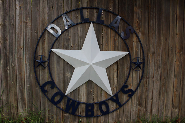 50" DALLAS COWBOYS DECOR METAL LONE STAR ART WESTERN HOME WALL DECOR RUSTIC VINTAGE BLUE & WHITE STAR LARGE TEXAS GIANT SIZE STAR NEW