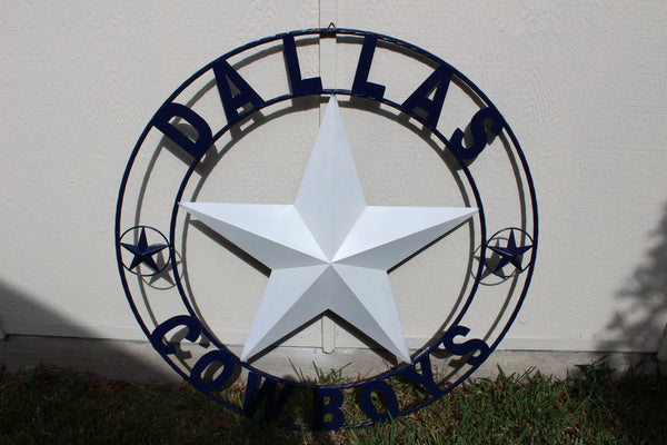 50" DALLAS COWBOYS DECOR METAL LONE STAR ART WESTERN HOME WALL DECOR RUSTIC VINTAGE BLUE & WHITE STAR LARGE TEXAS GIANT SIZE STAR NEW