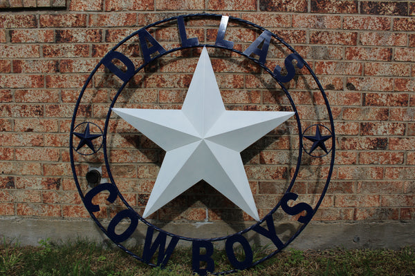50" DALLAS COWBOYS DECOR METAL LONE STAR ART WESTERN HOME WALL DECOR RUSTIC VINTAGE BLUE & WHITE STAR LARGE TEXAS GIANT SIZE STAR NEW