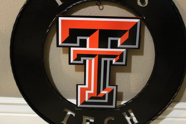 TEXAS TECH CUSTOM METAL VINTAGE CRAFT SIGN WESTERN HOME DECOR HANDMADE