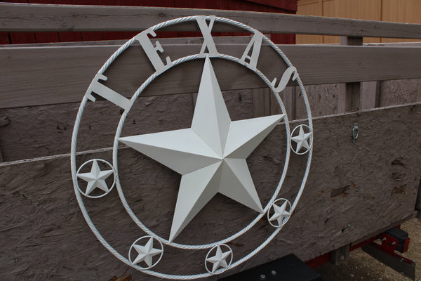 24", 32", 36", 50" RUSTIC WHITE TEXAS BARN STAR METAL LONE STAR WESTERN HOME DECOR HANDMADE NEW