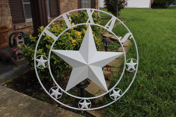 24", 32", 36", 50" RUSTIC WHITE TEXAS BARN STAR METAL LONE STAR WESTERN HOME DECOR HANDMADE NEW