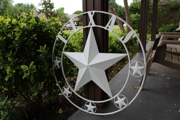 24", 32", 36", 50" RUSTIC WHITE TEXAS BARN STAR METAL LONE STAR WESTERN HOME DECOR HANDMADE NEW