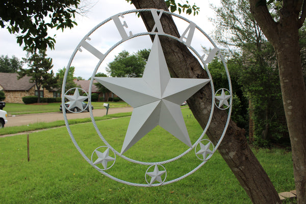 24", 32", 36", 50" RUSTIC WHITE TEXAS BARN STAR METAL LONE STAR WESTERN HOME DECOR HANDMADE NEW