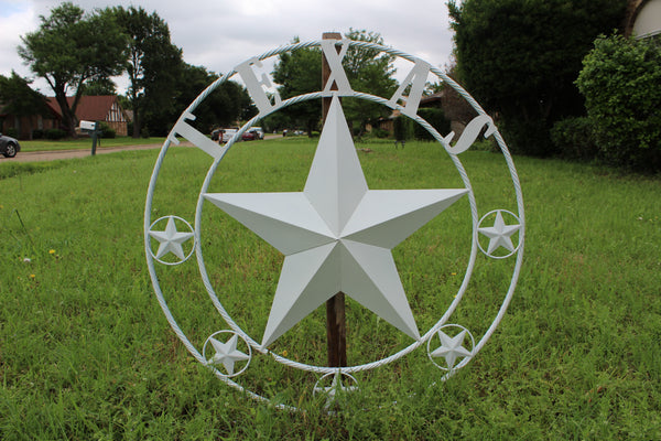 24", 32", 36", 50" RUSTIC WHITE TEXAS BARN STAR METAL LONE STAR WESTERN HOME DECOR HANDMADE NEW