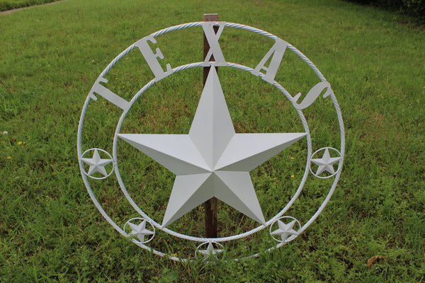 24", 32", 36", 50" RUSTIC WHITE TEXAS BARN STAR METAL LONE STAR WESTERN HOME DECOR HANDMADE NEW