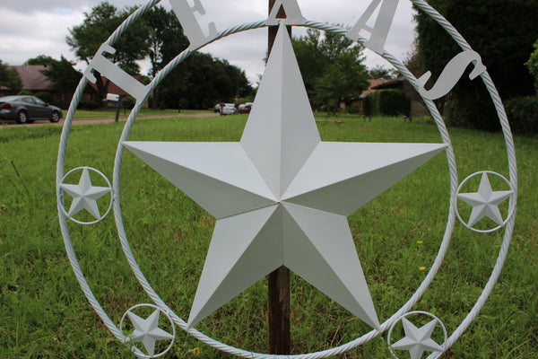 24", 32", 36", 50" RUSTIC WHITE TEXAS BARN STAR METAL LONE STAR WESTERN HOME DECOR HANDMADE NEW