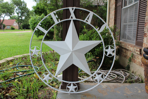 24", 32", 36", 50" RUSTIC WHITE TEXAS BARN STAR METAL LONE STAR WESTERN HOME DECOR HANDMADE NEW