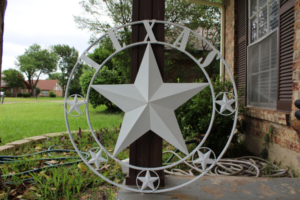 24", 32", 36", 50" RUSTIC WHITE TEXAS BARN STAR METAL LONE STAR WESTERN HOME DECOR HANDMADE NEW