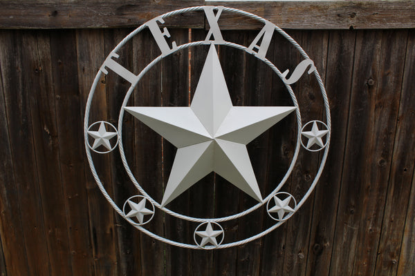 24", 32", 36", 50" RUSTIC WHITE TEXAS BARN STAR METAL LONE STAR WESTERN HOME DECOR HANDMADE NEW