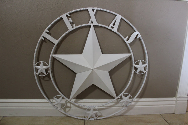 24", 32", 36", 50" RUSTIC WHITE TEXAS BARN STAR METAL LONE STAR WESTERN HOME DECOR HANDMADE NEW