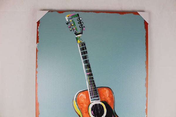 RA0152 28"x40" GUITAR CANVAS PAINTING PICTURE WESTERN COUNTRY HOME WALL DECOR HANDMADE