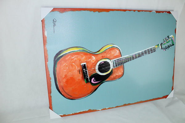RA0152 28"x40" GUITAR CANVAS PAINTING PICTURE WESTERN COUNTRY HOME WALL DECOR HANDMADE