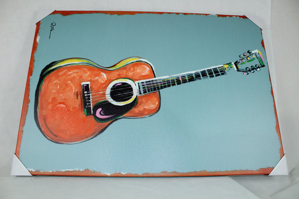 RA0152 28"x40" GUITAR CANVAS PAINTING PICTURE WESTERN COUNTRY HOME WALL DECOR HANDMADE